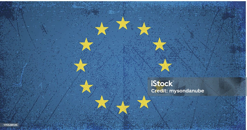 Векторный гранж Флаг Европейского союза - Векторная графика Абстрактный роялти-фри