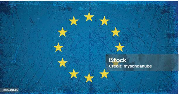 Векторный Гранж Флаг Европейского Союза — стоковая векторная графика и другие изображения на тему Абстрактный - Абстрактный, Антиквариат, Без людей