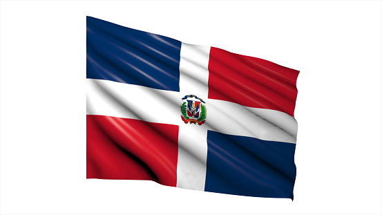 3d illustration flag of Dominican Republic. Dominican Republic flag waving isolated on white background with clipping path. flag frame with empty space for your text.