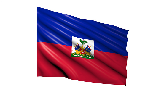 3d illustration flag of Haiti. Haiti flag waving isolated on white background with clipping path. flag frame with empty space for your text.