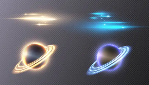 Vector illustration of Saturn Neptune Space and planet space.