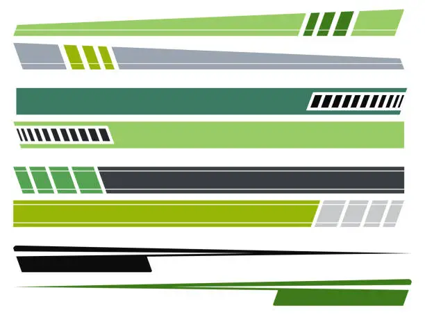 Vector illustration of Vector Green Stripes Pattern Of Auto Racing Car Decal Racing Stickers Design Backgrounds