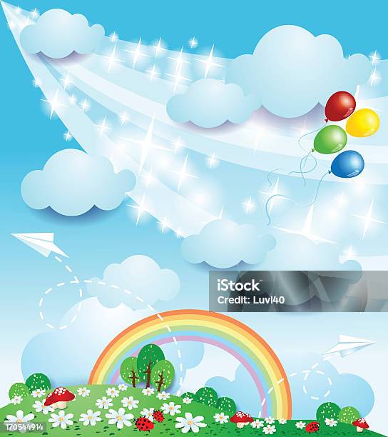 Spring Background Stock Illustration - Download Image Now - Airplane, Backgrounds, Balloon