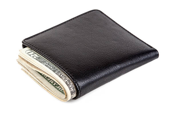 istock Purse and dollars isolated on a white background. Black and white. 1705457480