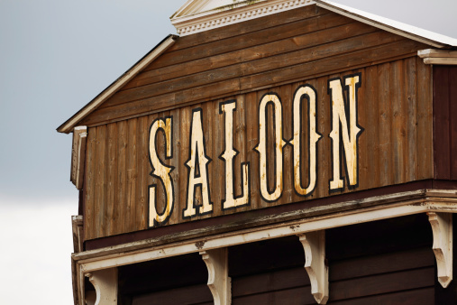 Old saloon building facade.