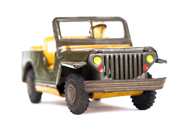 istock Vintage military toy car on white background 170546193
