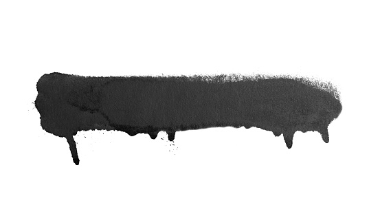A stripe of black spray paint on white background with clipping path