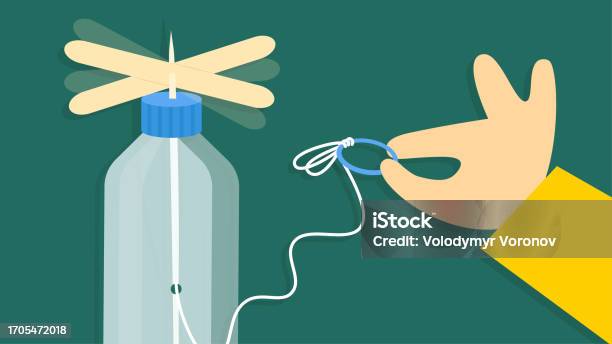 String For Experiment Experiment With A Bottle Wooden Sticks And String Stock Illustration ...
