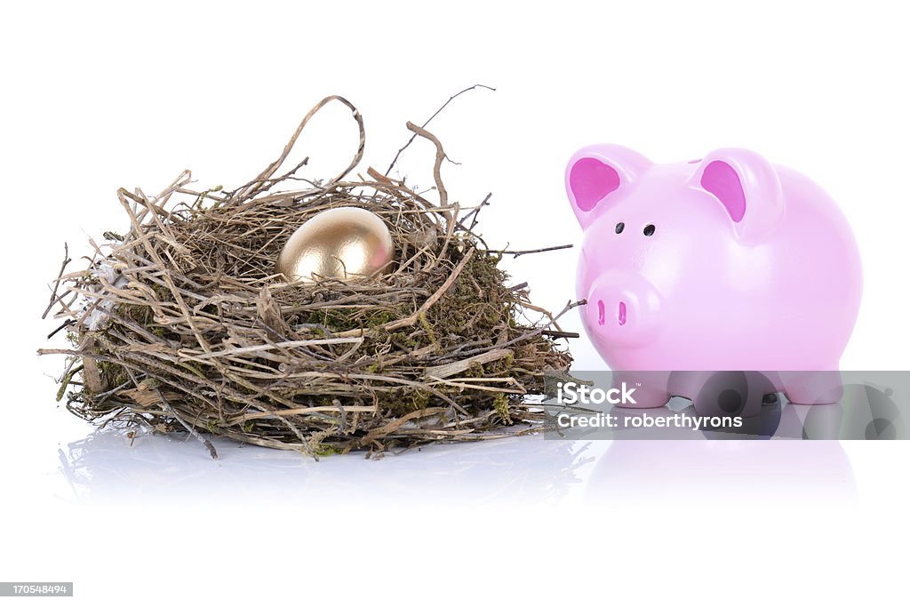 Porquinho Ovo dourado - Royalty-free 401k - Palavra inglesa Foto de stock