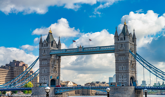 London - September 2012: The Tower Bridge is a famous tourist attraction.