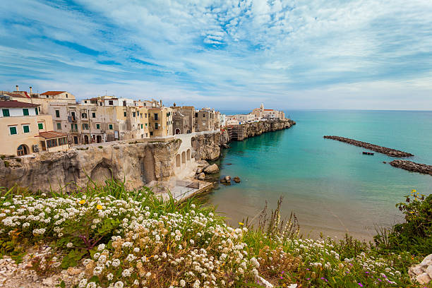 Italian Village of Vieste, Southern Italy The traditional village of Vieste in Apulia, Italy puglia photos stock pictures, royalty-free photos & images