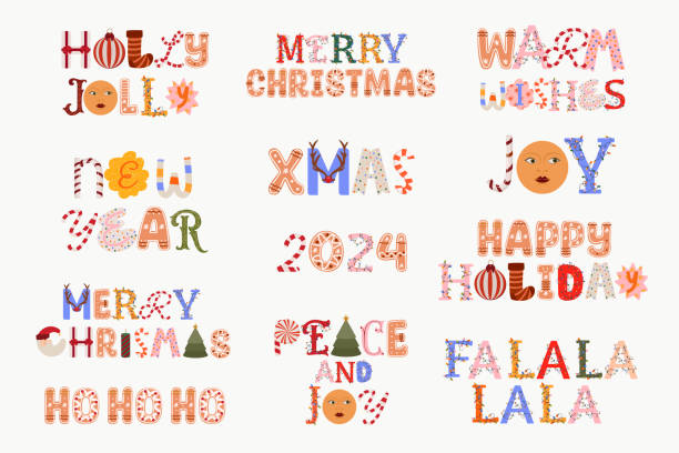 istock Collection of holidays quote from christmas decoration letters. 1705516492