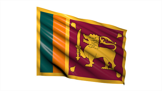 3d illustration flag of Sri Lanka. Sri Lanka flag waving isolated on white background with clipping path. flag frame with empty space for your text.