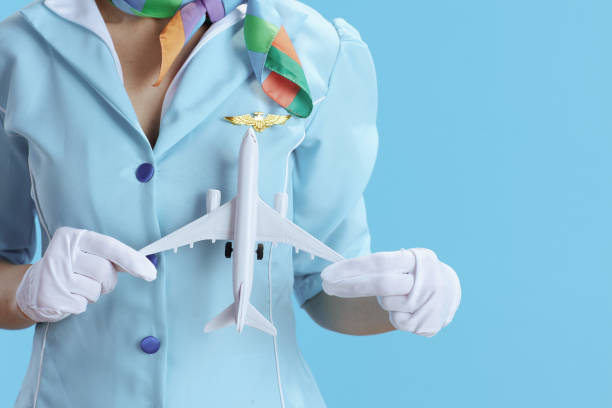 istock Closeup on female stewardess on blue 1705531941