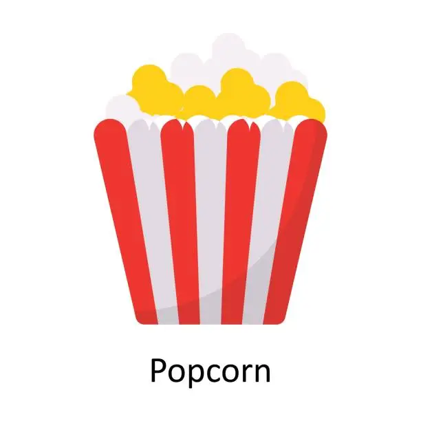 Vector illustration of Popcorn vector Flat Icon Design illustration. Symbol on White background EPS 10 File