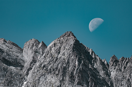 The half moon is escorting climbers and alpinists to the Visolotto peak in Piedmont - Italy