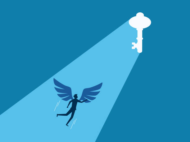 istock Opportunity for success. Businessman flies to the key gate 1705592499