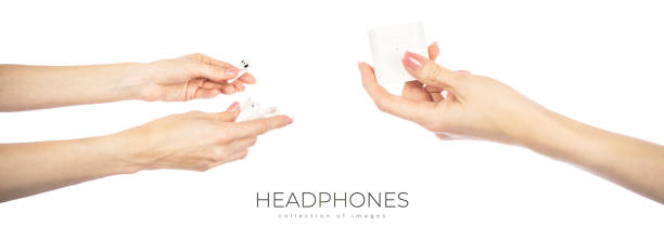 White headphones wireless earphones isolated on white background. High quality photo