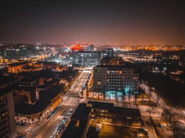 istock Night city photography from a drone 1705616393