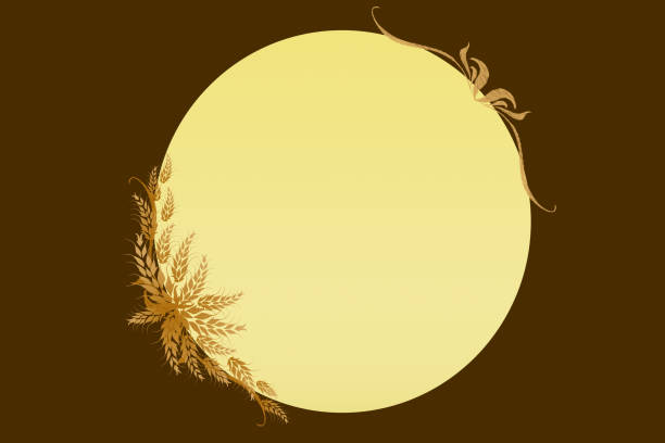 istock Golden Wheat Barley Frame Border background. Wheat barley field and full moon design for Harvest festival, beer festival, organic food, farmer market  poster decoration  with copy space. Vector illustration. 1705650088