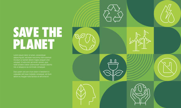 Save The Planet Banner Design Vector Illustration. Environment, Renewable Energy, Clean Energy, Zero Waste. vector art illustration