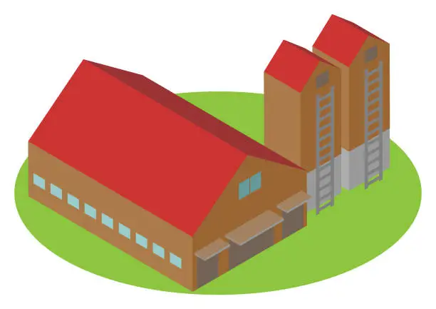 Vector illustration of Isometric cowshed building
