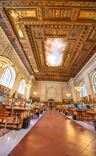 New York City - June 2013: Interior of Public Library.