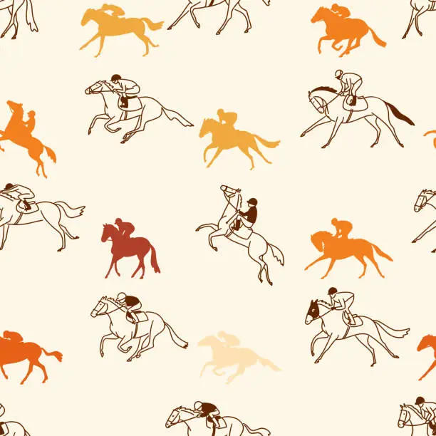 Vector illustration of Horse racing, seamless vector pattern