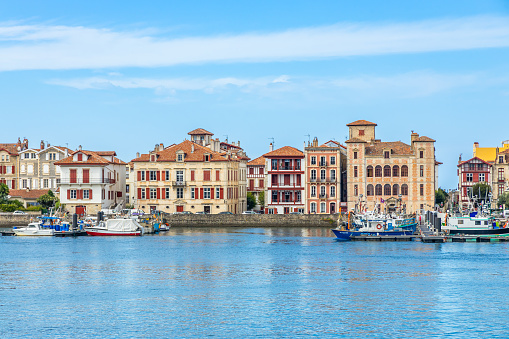 Buildings of Quai de l'Infante and port of Saint-Jean-de-Luz, France