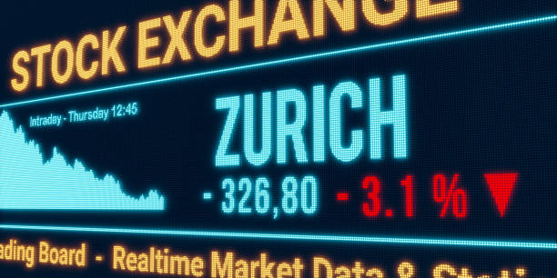 istock Zurich stock market moving down. 1705722181