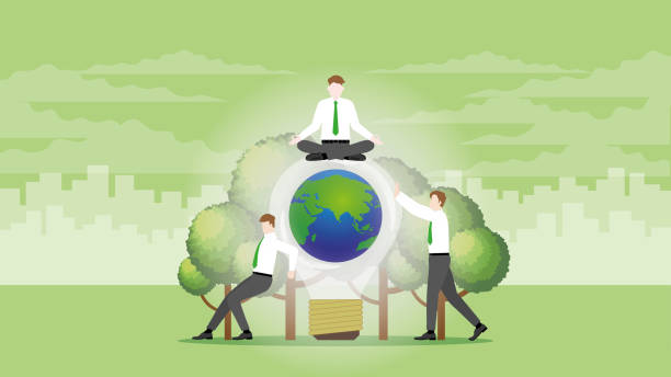 istock A calm businessman sits on world light bulb and trees with team support. ESG policy, plant a tree, Net zero carbon footprint emission, Sustainability and idea of Environmental Sustainable Development. 1705728363