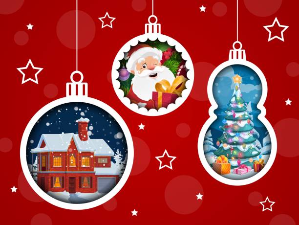istock Christmas paper cut banner with holiday baubles 1705731978