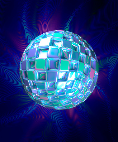 Holographic 3d shape on the gradient background