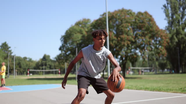 Young black basketball player
