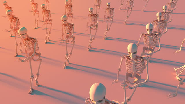 Skeletons Dancing at a Halloween Party