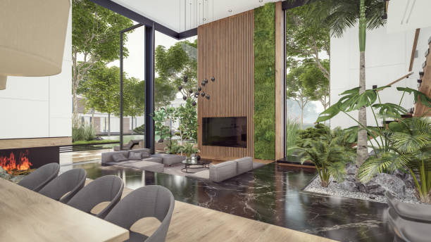 istock 3d rendering of expensive cozy interior with green walls in night 1705773331
