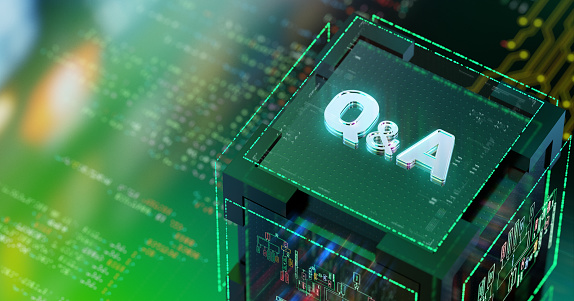 Got questions? Vibrant modern Q&A symbol on digital background 3D render