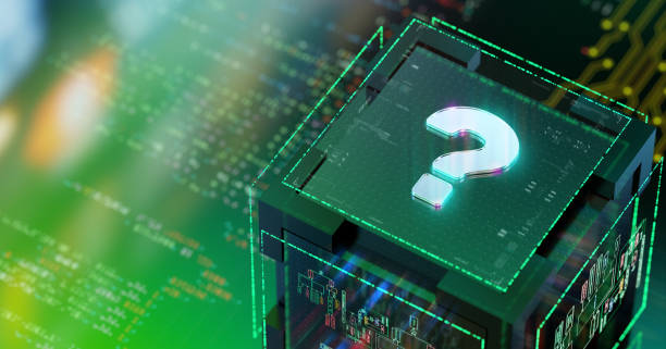 istock Got questions? Vibrant modern question mark on digital background 3D render 1705779462