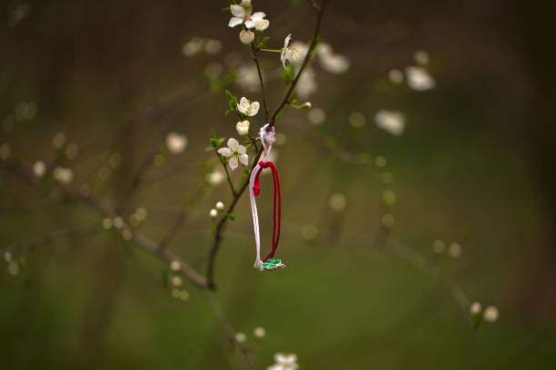 istock Bracelet with a clover charm hanging from a blossoming tree 1705781208