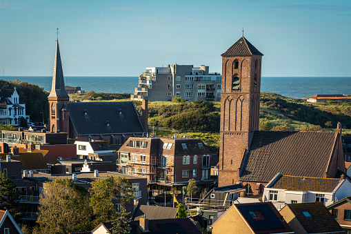 View of dutch seaside village of Wijk aan Zee, a popular tourist destination by the North Sea
