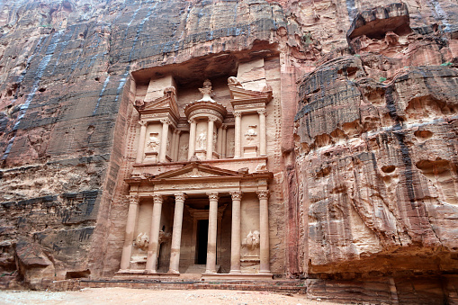 Al Khazneh or The Treasury at Petra, Jordan-- it is a symbol of Jordan, as well as Jordan's most-visited tourist attraction. Petra has been a UNESCO World Heritage Site since 1985