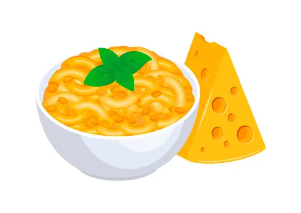 Vector illustration of Macaroni and Cheese bowl vector illustration