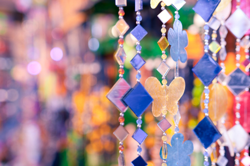 Hanging Bead Strings at a market stall
