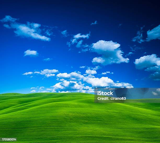 緑の芝生と青い空白い雲 - イタリアのストックフォトや画像を多数ご用意 - イタリア, カラー画像, シンプル