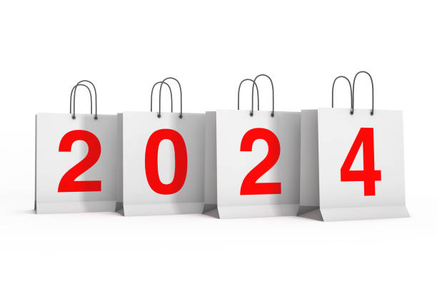istock Shopping Bags with 2024 New Year Sign. 3d Rendering 1705802969