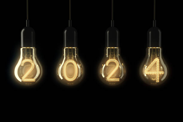 istock Light Bulbs Illuminated 2024 New Year. 3d Rendering 1705803007
