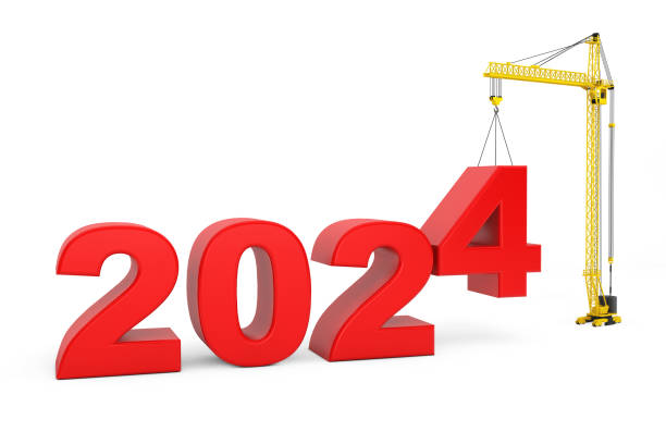 istock Build the Future Concept. Tower Crane with 2024 Year Sign. 3d Rendering 1705803089
