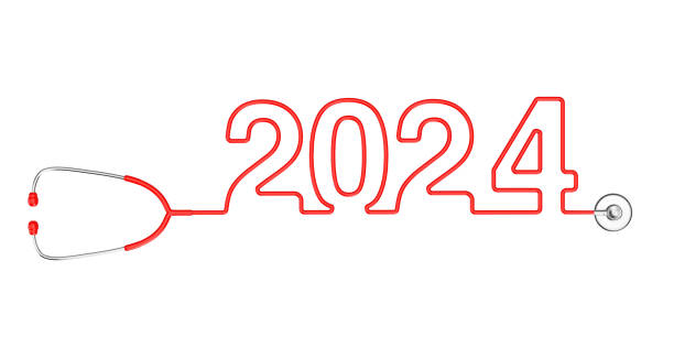 istock Red Stethoscope Tubing Forming New 2024 Year Sign. 3d Rendering 1705803238