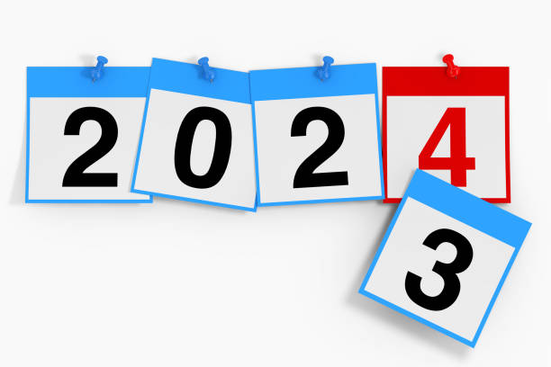 istock New 2024 Year Start Concept. Calendar Sheets with 2024 New Year Sign. 3d Rendering 1705803297