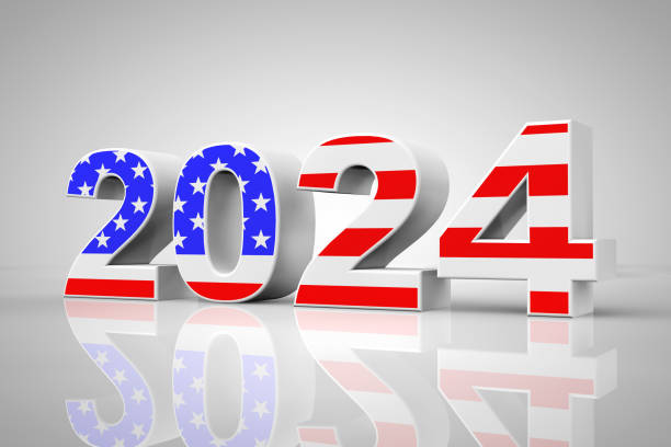 istock New Year 2024 Sign as USA Flag. 3d Rendering 1705803538